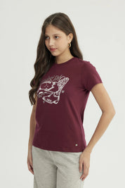 Polera Mujer Slim Burdeo