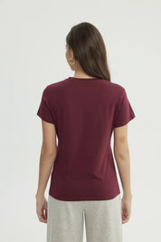 Polera Mujer Slim Burdeo