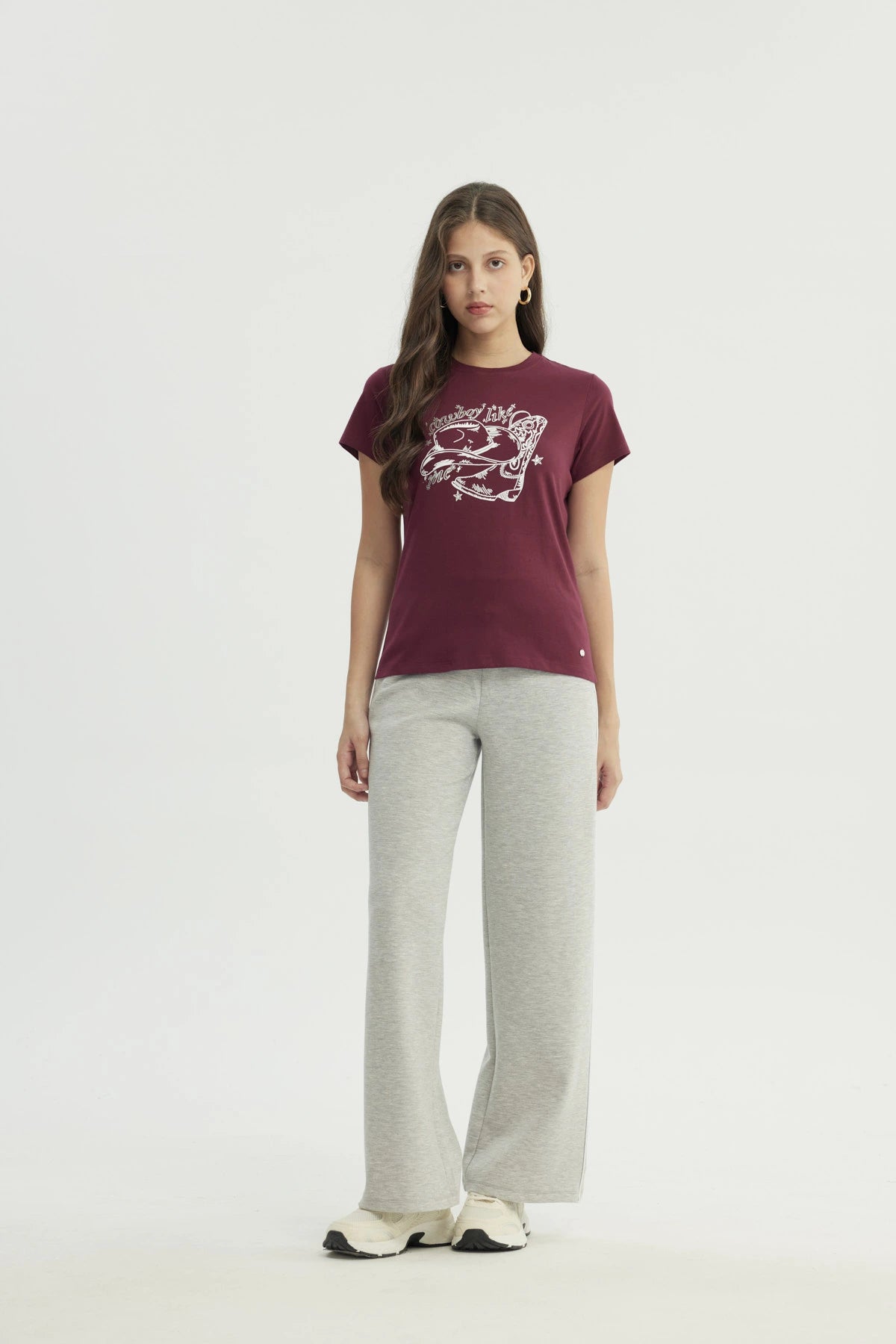 Polera Mujer Slim Burdeo