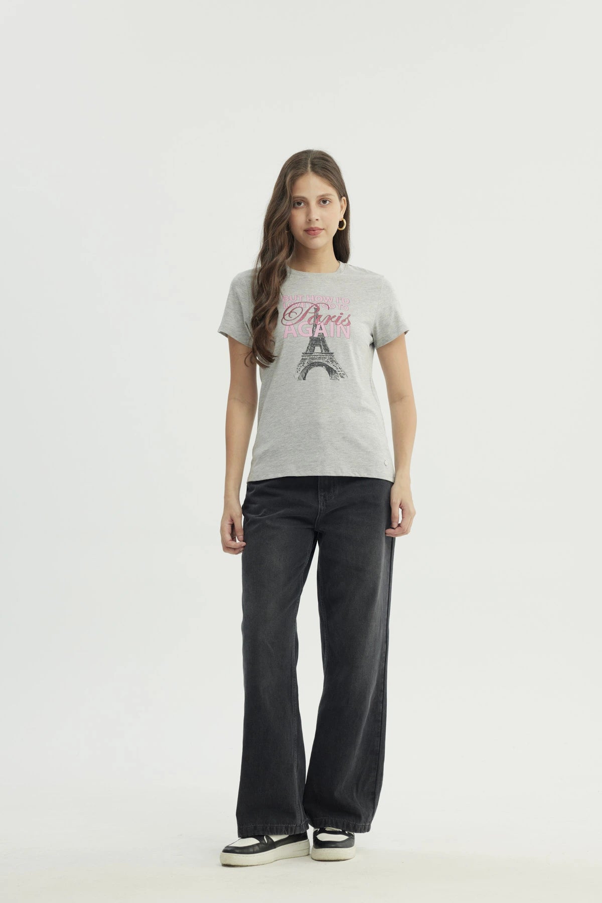 Polera Mujer Slim Gris Melange
