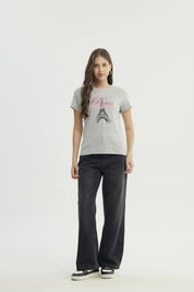 Polera Mujer Slim Gris Melange