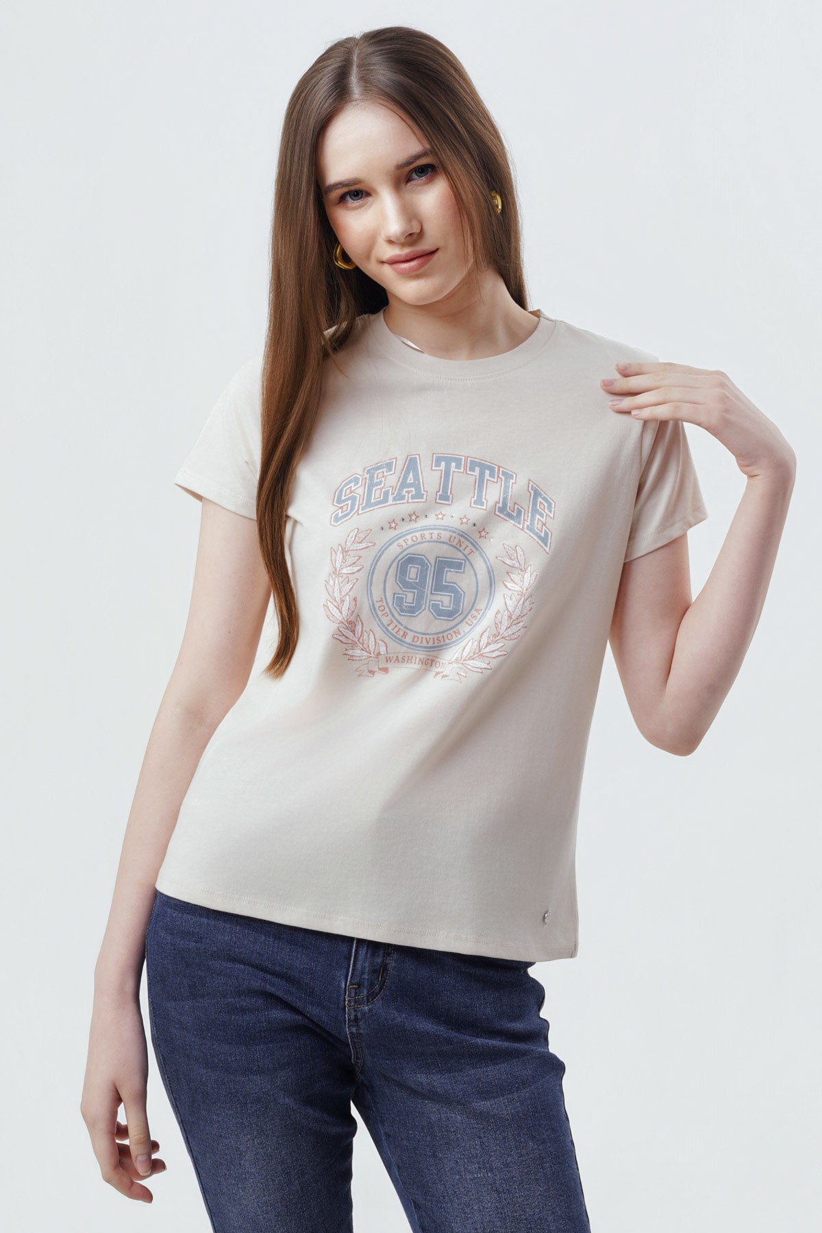 Polera Mujer Slim Beige Claro