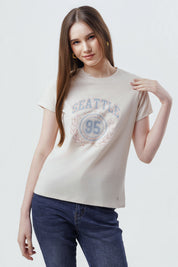 Polera Mujer Slim Beige Claro