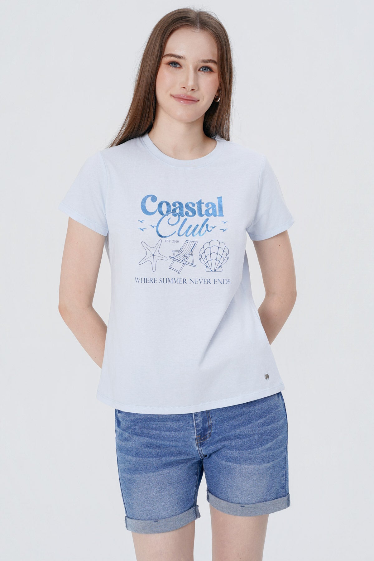 Polera Slim Mujer Celeste Claro