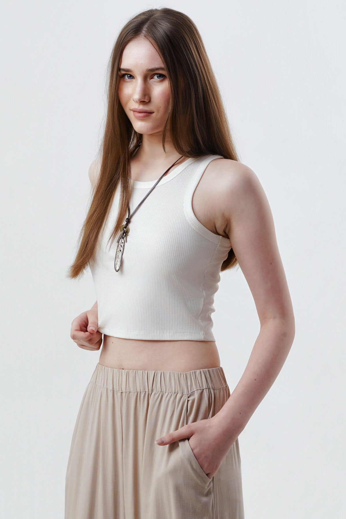 Polera Slim Mujer Crema