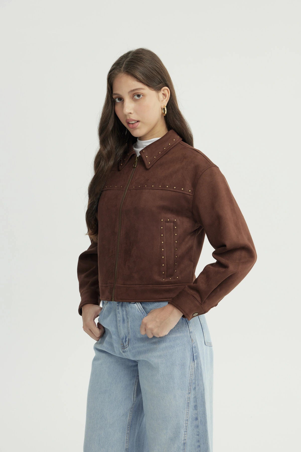 Chaqueta Mujer Slim Café