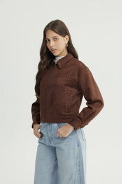 Chaqueta Mujer Slim Café