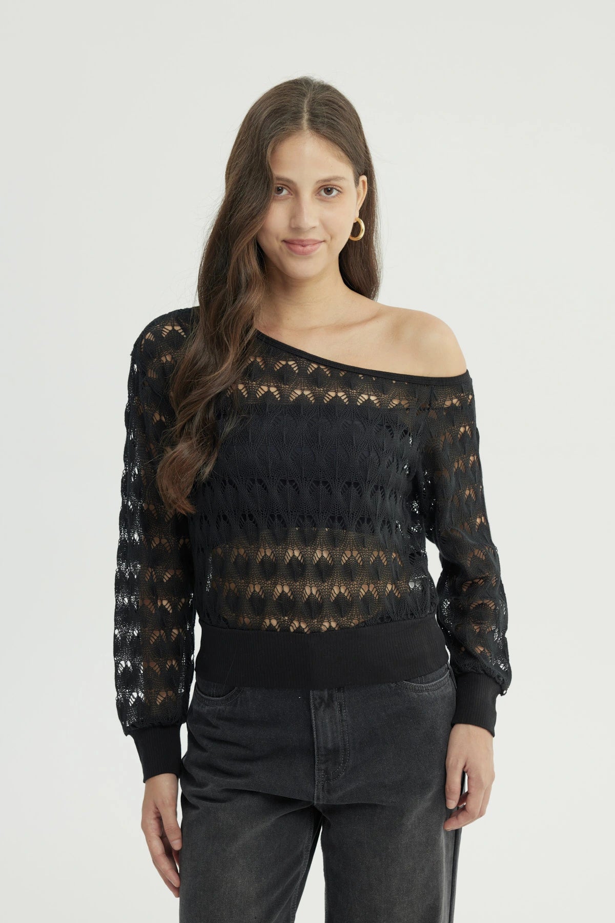 Sweater Mujer Calado Negro