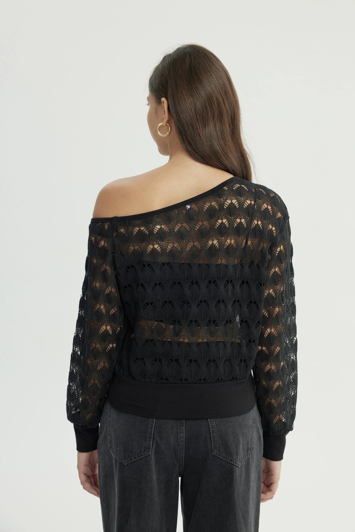 Sweater Mujer Calado Negro