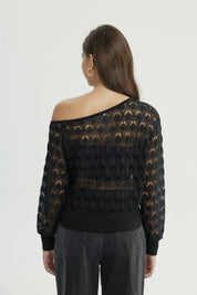Sweater Mujer Calado Negro