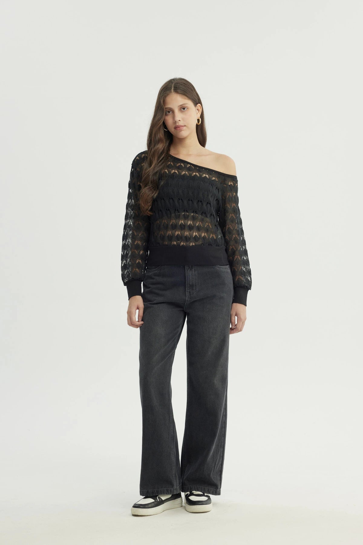 Sweater Mujer Calado Negro