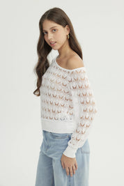 Sweater Mujer Calado Blanco