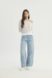 Sweater Mujer Calado Blanco