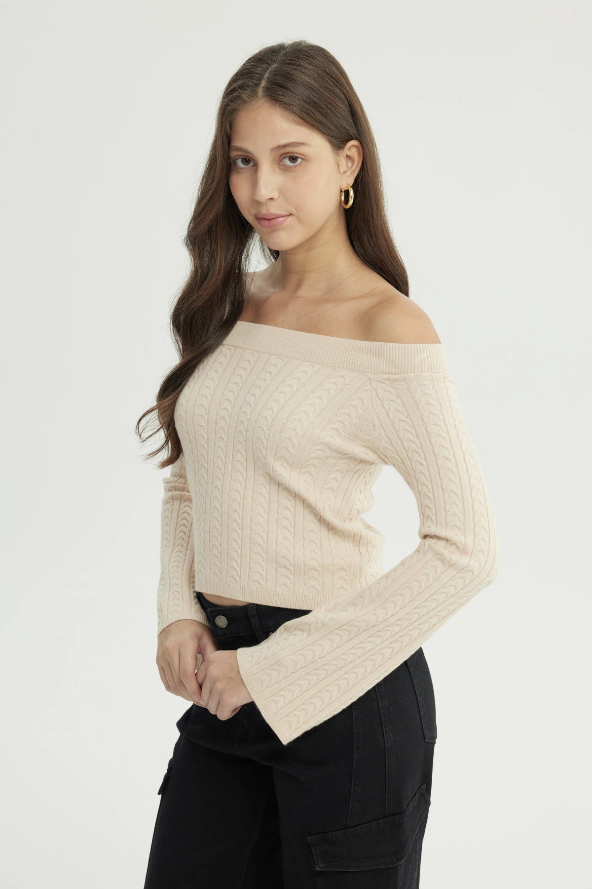 Sweater Mujer Slim Beige Claro