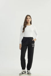 Pantalón Buzo Mujer Pitillo Negro