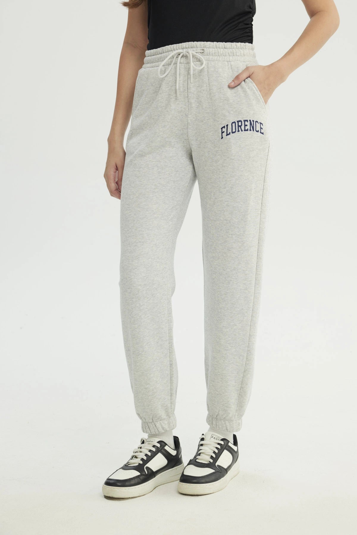 Pantalón Buzo Mujer Pitillo Gris Melange