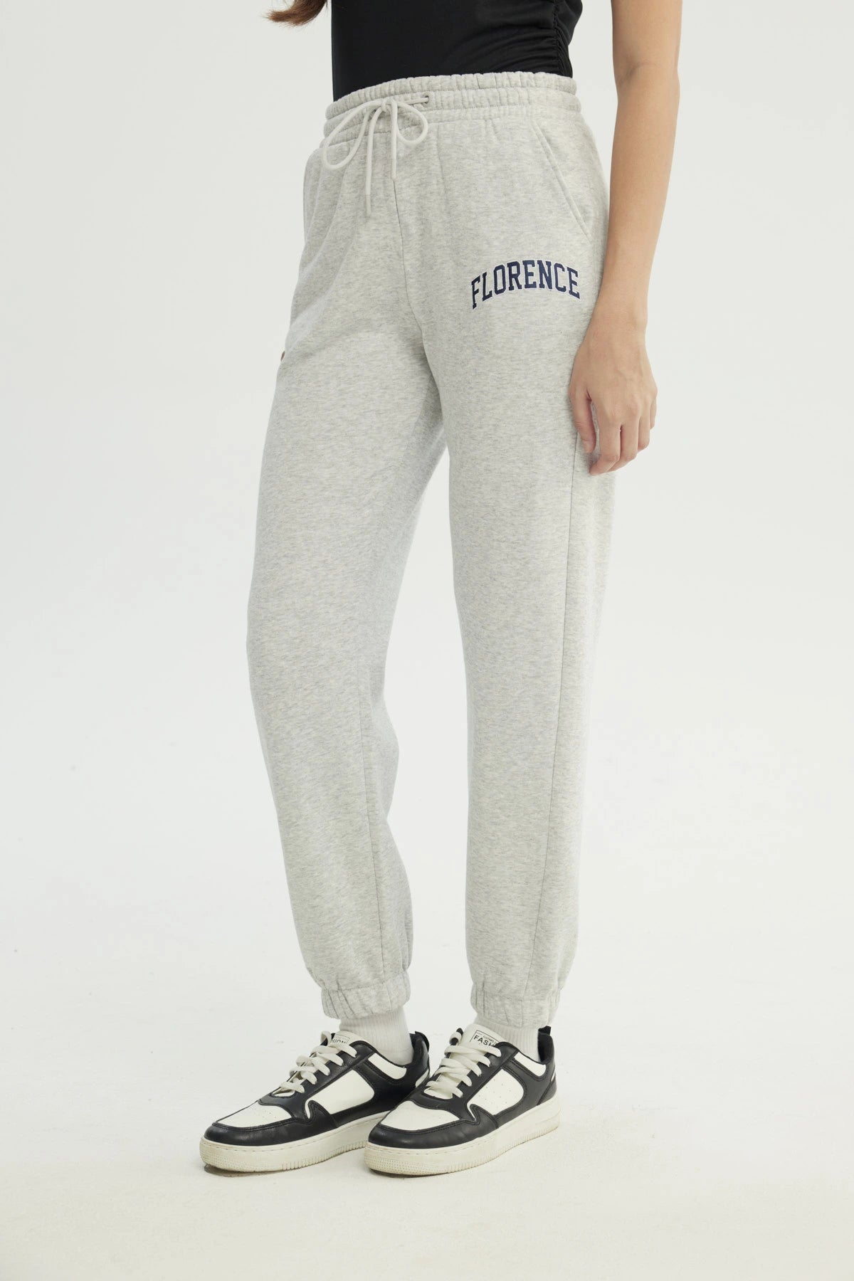 Pantalón Buzo Mujer Pitillo Gris Melange