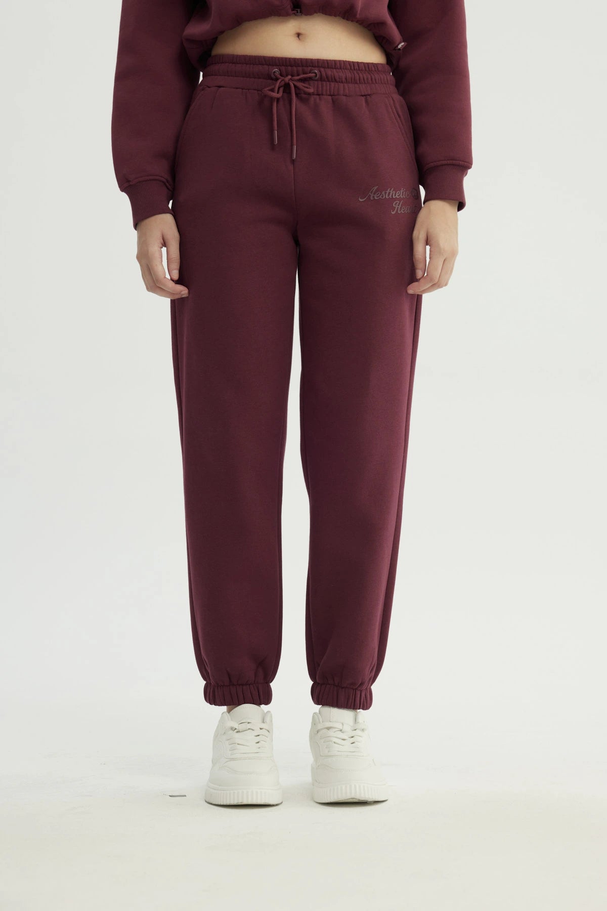 Pantalón Buzo Mujer Pitillo Burdeo