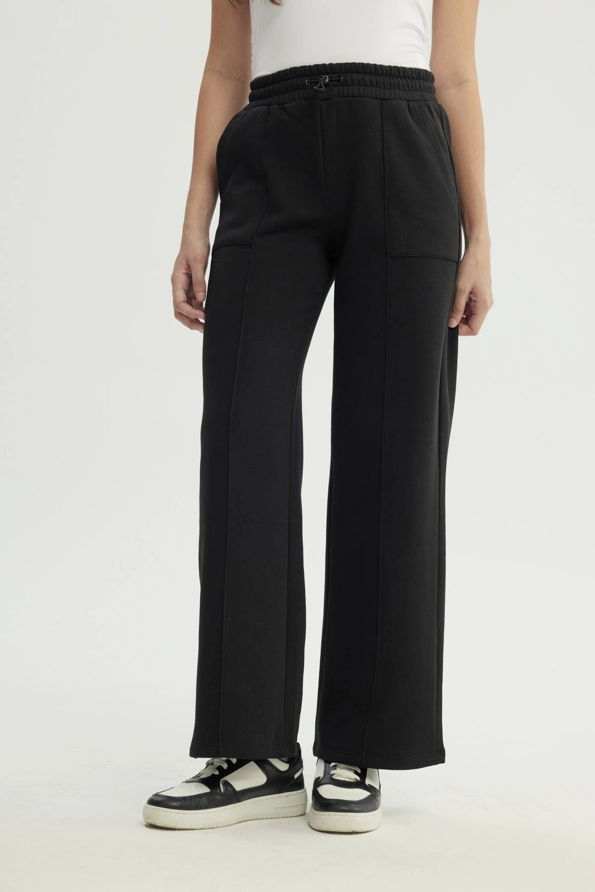 Pantalón Buzo Mujer Wide Leg Negro