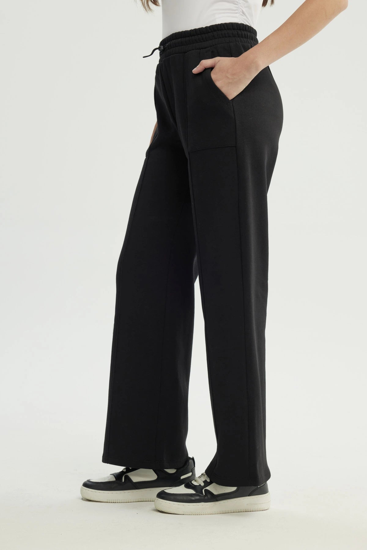 Pantalón Buzo Mujer Wide Leg Negro