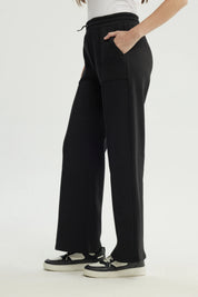 Pantalón Buzo Mujer Wide Leg Negro