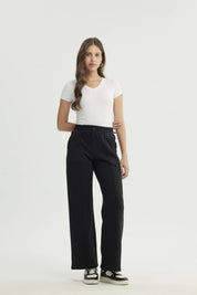 Pantalón Buzo Mujer Wide Leg Negro