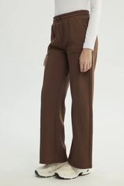 Pantalón Buzo Mujer Wide Leg Café