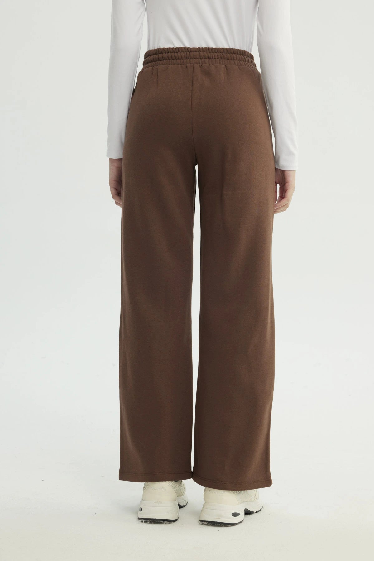 Pantalón Buzo Mujer Wide Leg Café