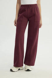 Pantalón Buzo Mujer Wide Leg Burdeo