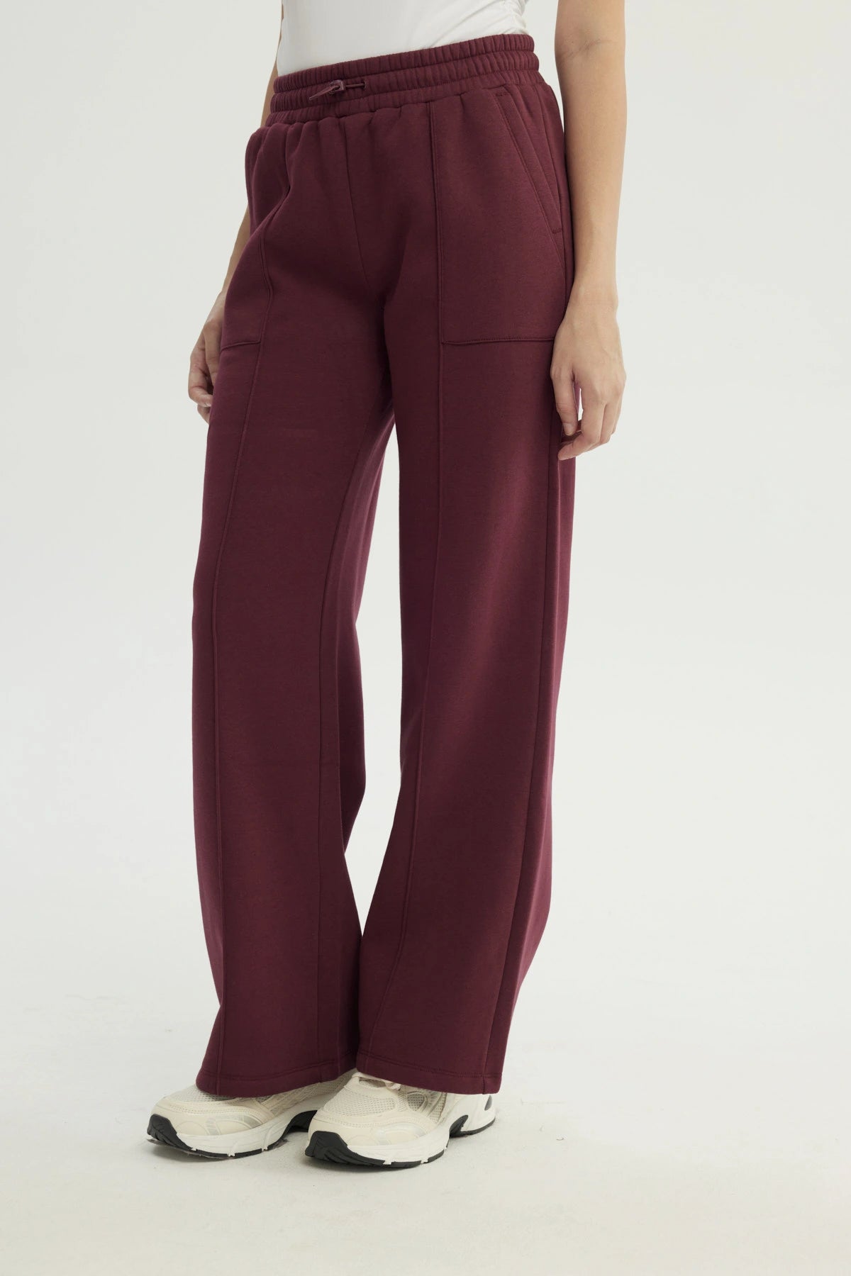 Pantalón Buzo Mujer Wide Leg Burdeo