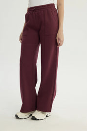 Pantalón Buzo Mujer Wide Leg Burdeo