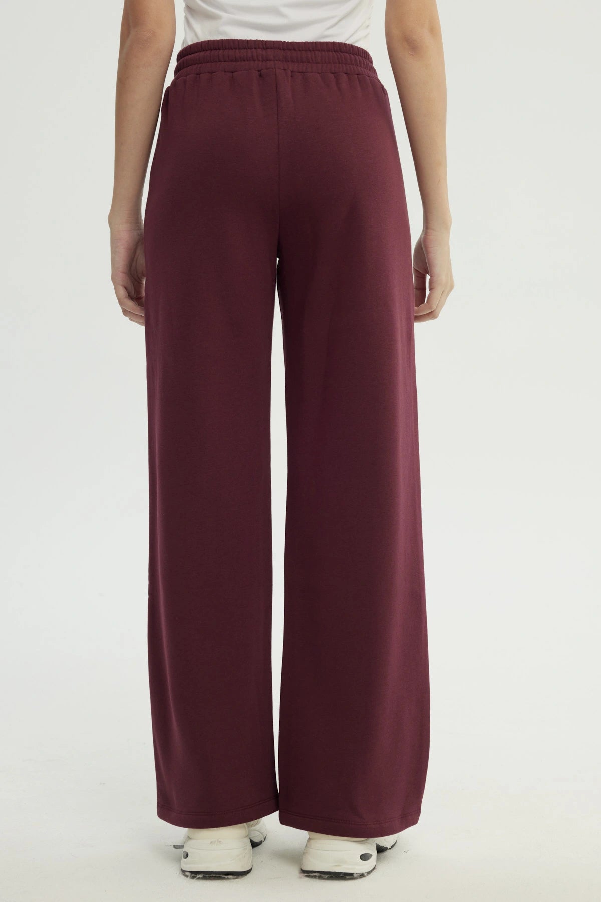 Pantalón Buzo Mujer Wide Leg Burdeo