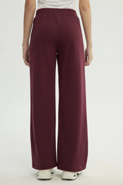 Pantalón Buzo Mujer Wide Leg Burdeo