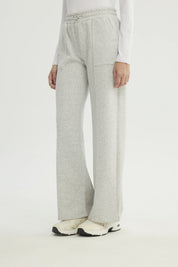 Pantalón Buzo Mujer Wide Leg Gris Melange