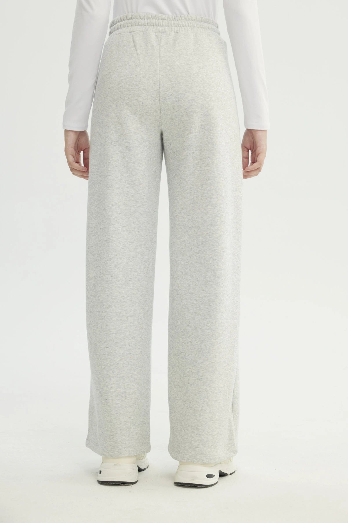 Pantalón Buzo Mujer Wide Leg Gris Melange