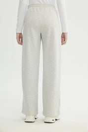 Pantalón Buzo Mujer Wide Leg Gris Melange