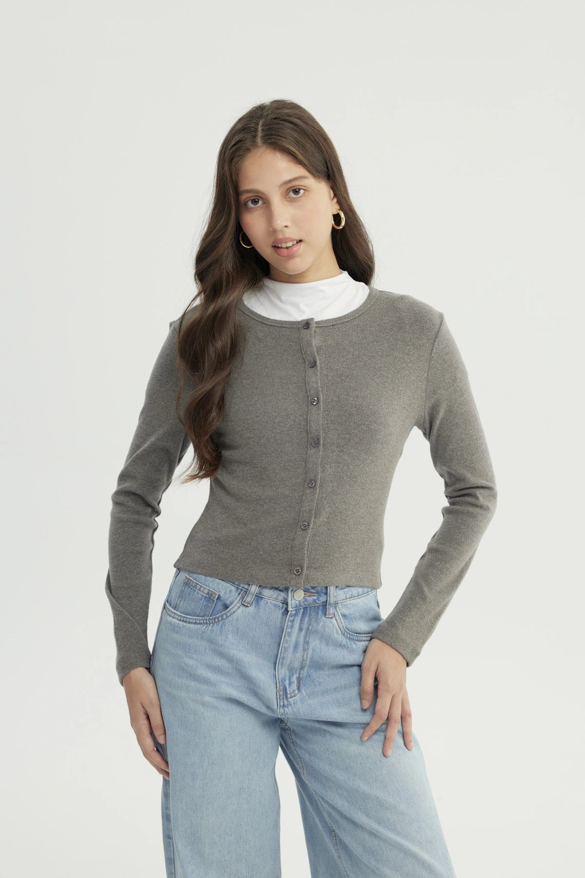 Sweater Mujer Slim Gris Oscuro