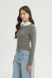 Sweater Mujer Slim Gris Oscuro