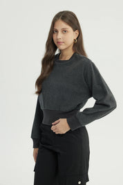 Sweater Mujer Regular Gris Oscuro
