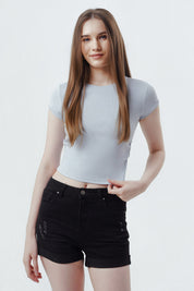 Polera Mujer Slim Fit Celeste