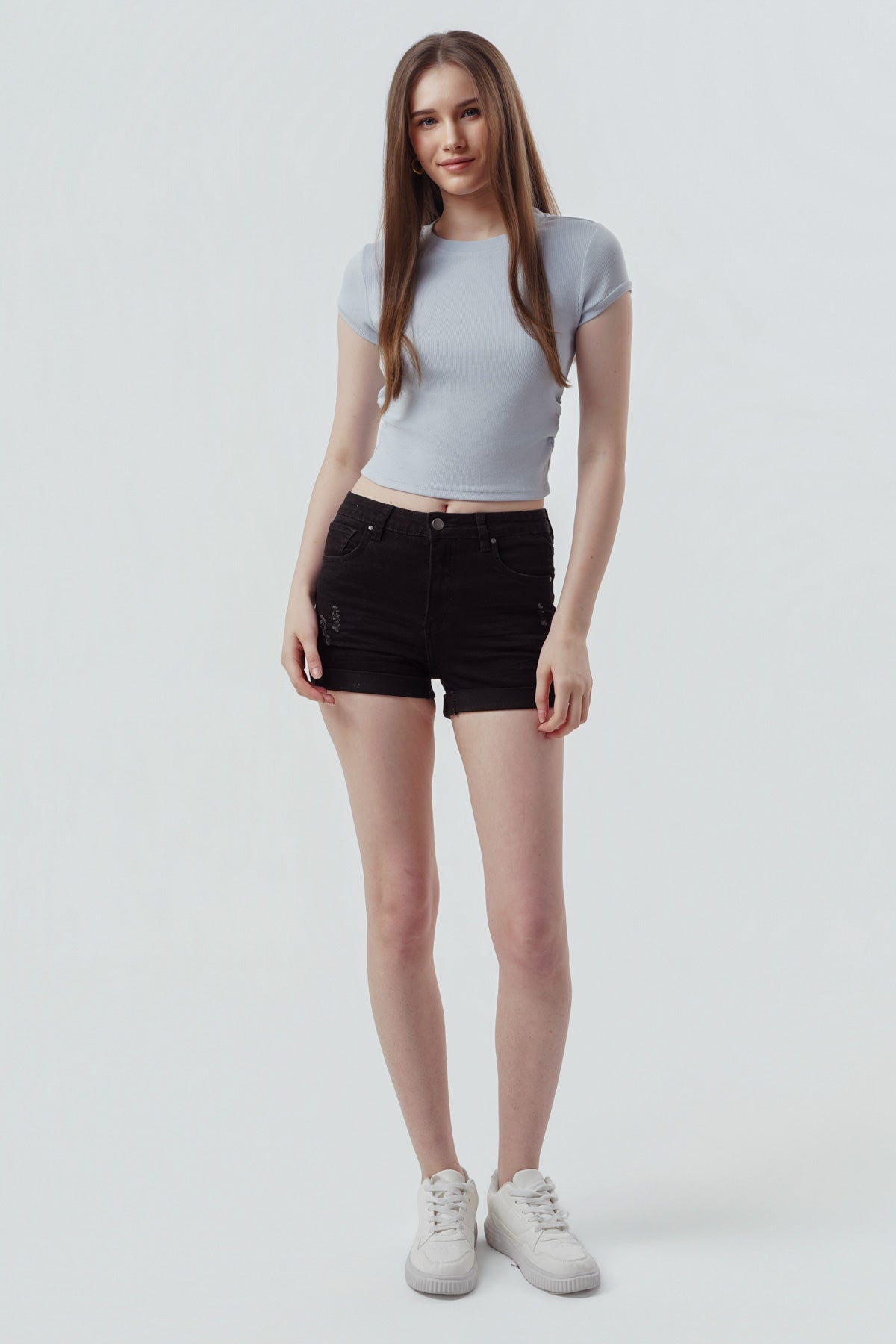 Polera Mujer Slim Fit Celeste