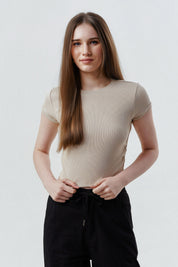 Polera Slim Fit Mujer Beige