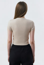 Polera Slim Fit Mujer Beige