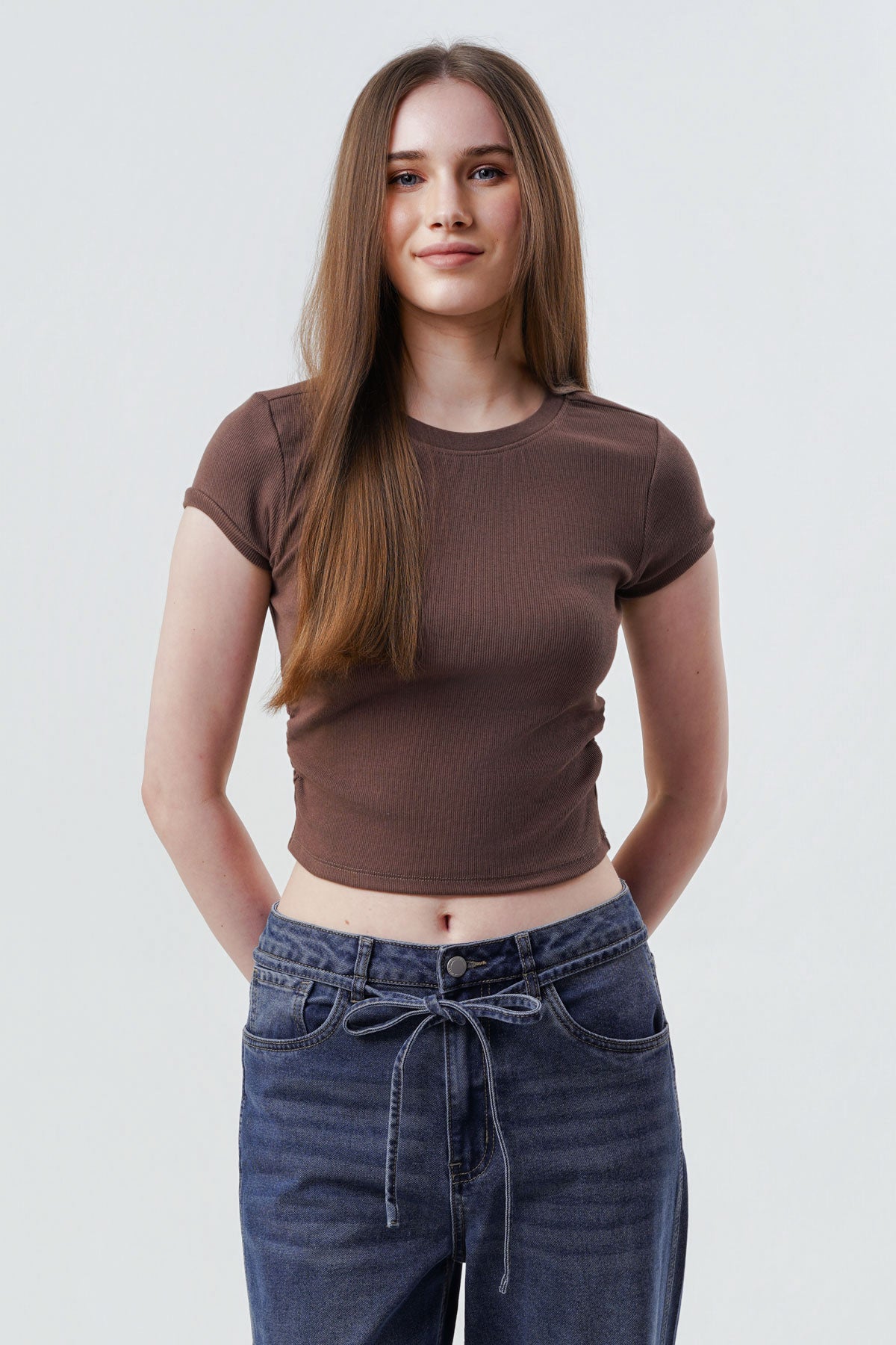 Polera Slim Fit Mujer Café Claro