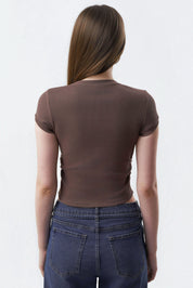 Polera Slim Fit Mujer Café Claro