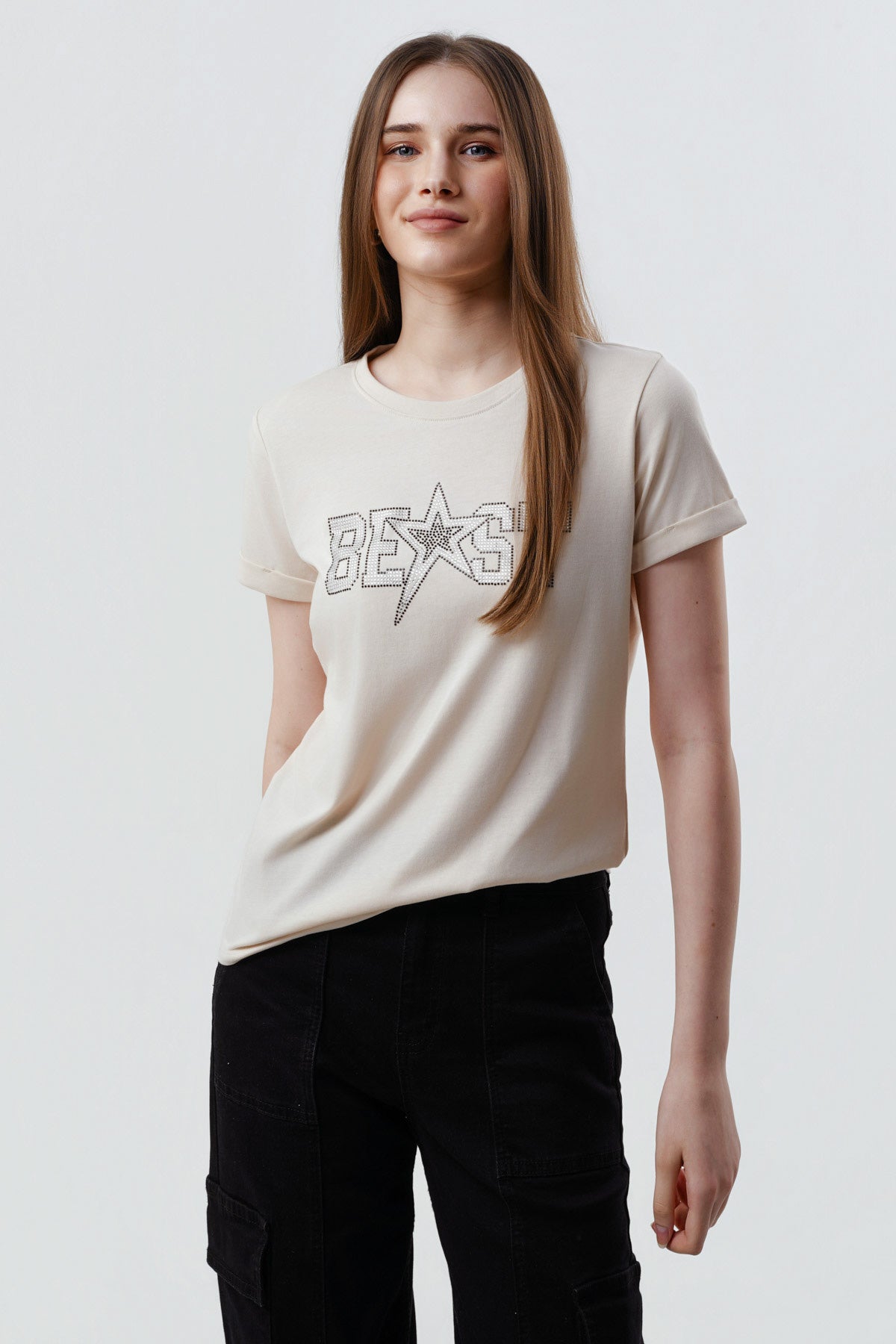 Polera Mujer Slim Beige Claro