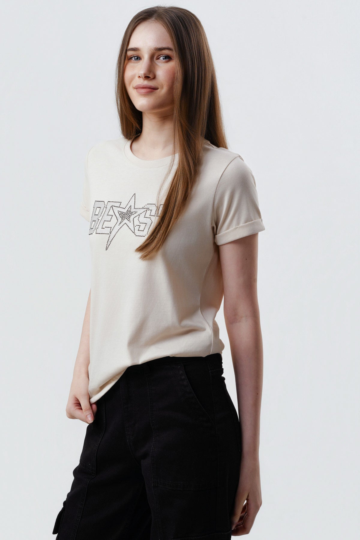 Polera Mujer Slim Beige Claro