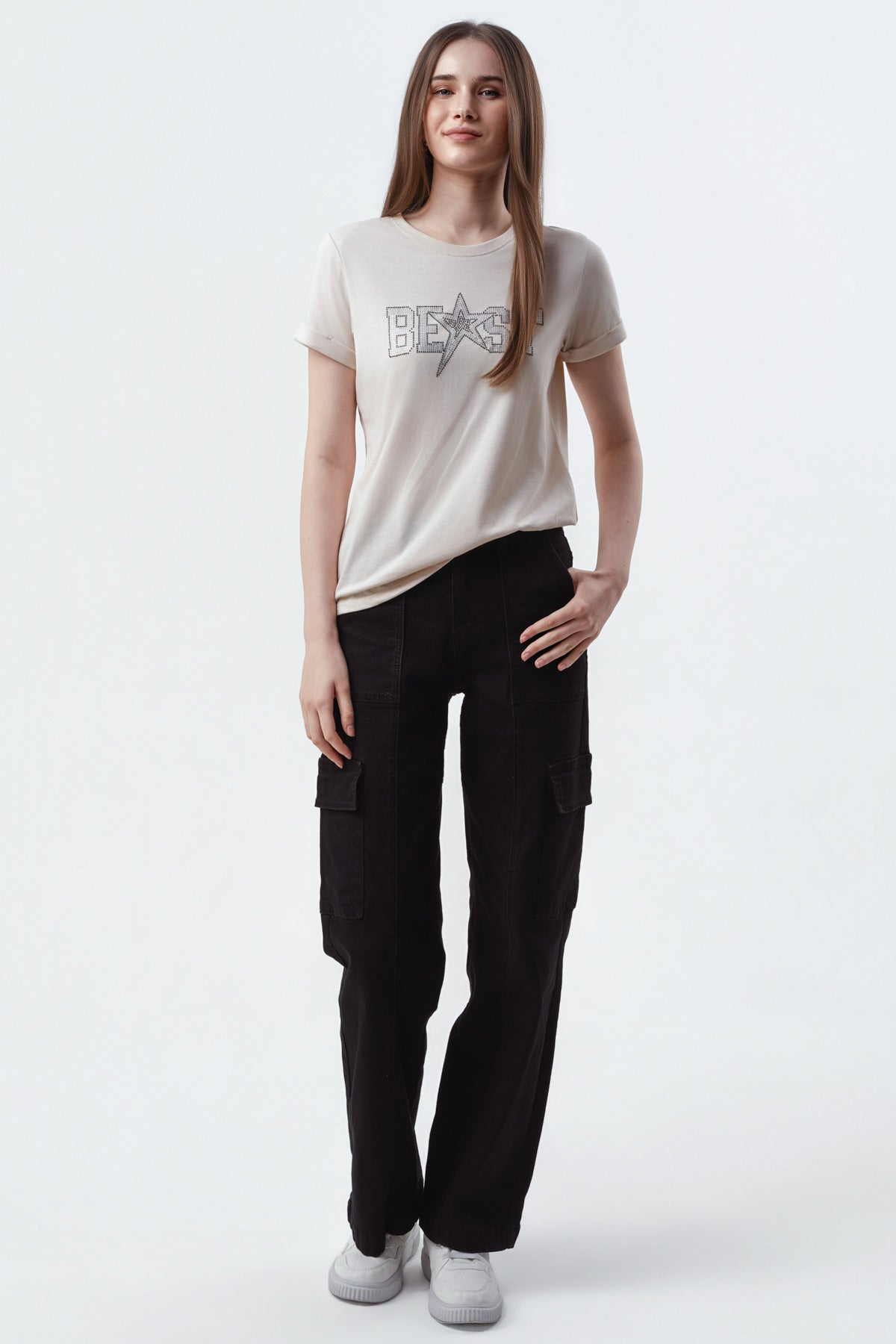 Polera Mujer Slim Beige Claro