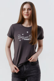 Polera Mujer Slim Gris Oscuro