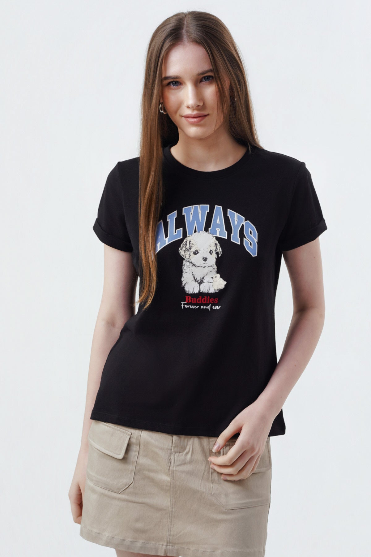 Polera Mujer Slim Negro/Blanco